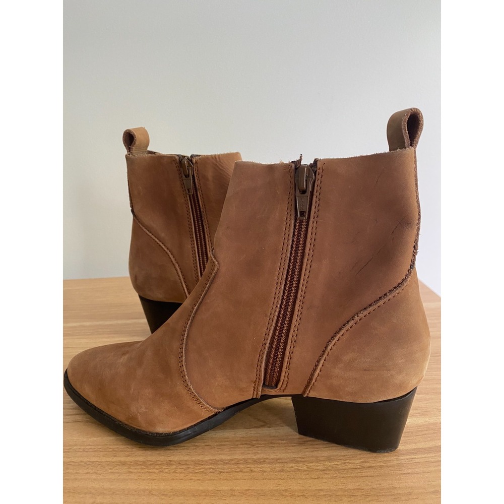 Splendid Genuine Leather Ankle Boots Brown Womens Size 7 Zip Western Booties - Picture 10 of 12